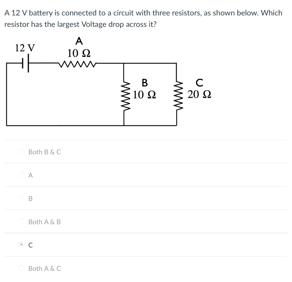 Solved A 12 V battery is connected to a circuit with three