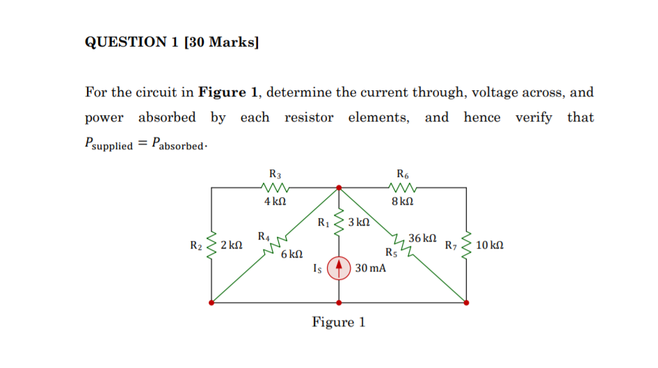 Solved QUESTION 1 [30 Marks] For the circuit in Figure 1, | Chegg.com