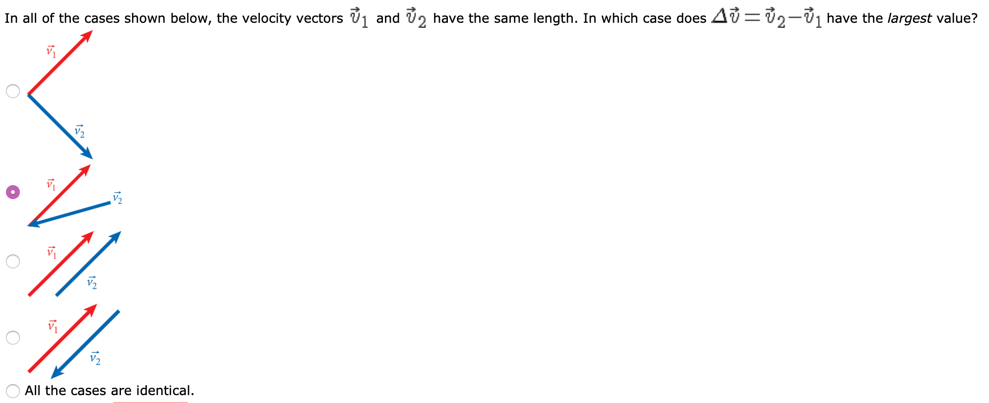 Solved In all of the cases shown below, the velocity vectors | Chegg.com