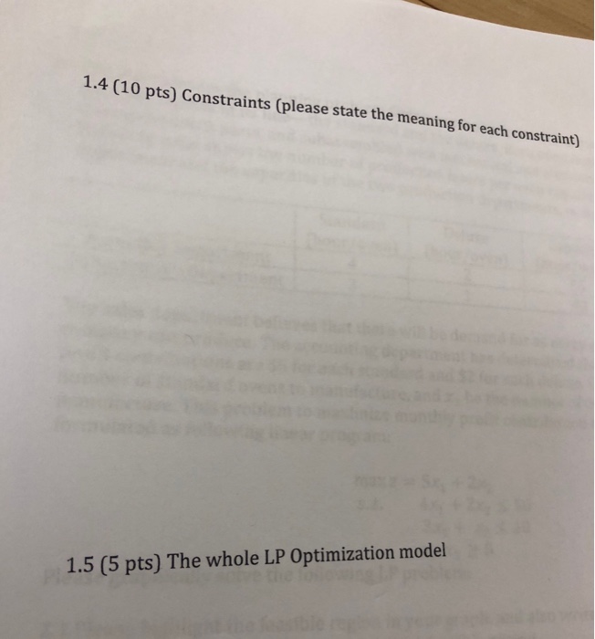 Solved 1. A carpenter makes tables and chairs. Each table