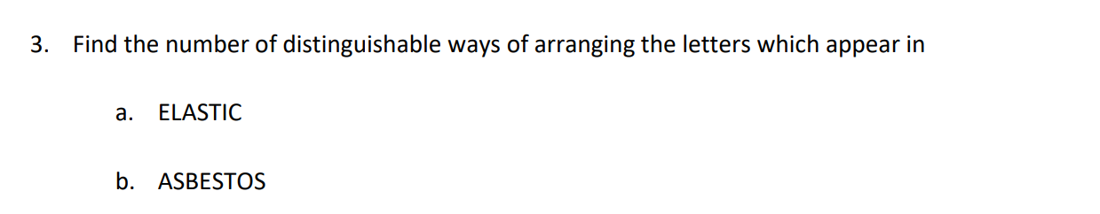 Distinguishable Answer Solved 3. Find the number of distinguishable ways of | Chegg.com