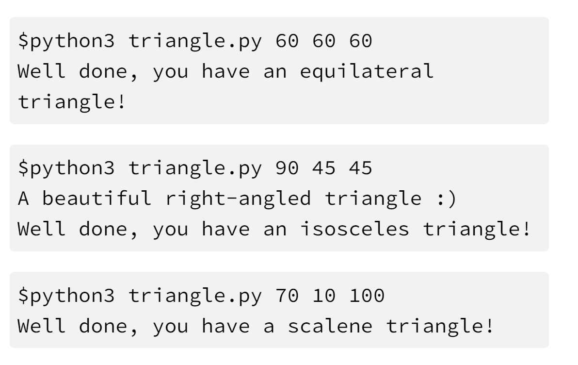 Solved * Triangle Write a program triangle.py which takes | Chegg.com