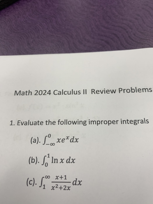 Solved Math 2024 Calculus II Review Problems 1 Evaluate The Chegg Com   Image 