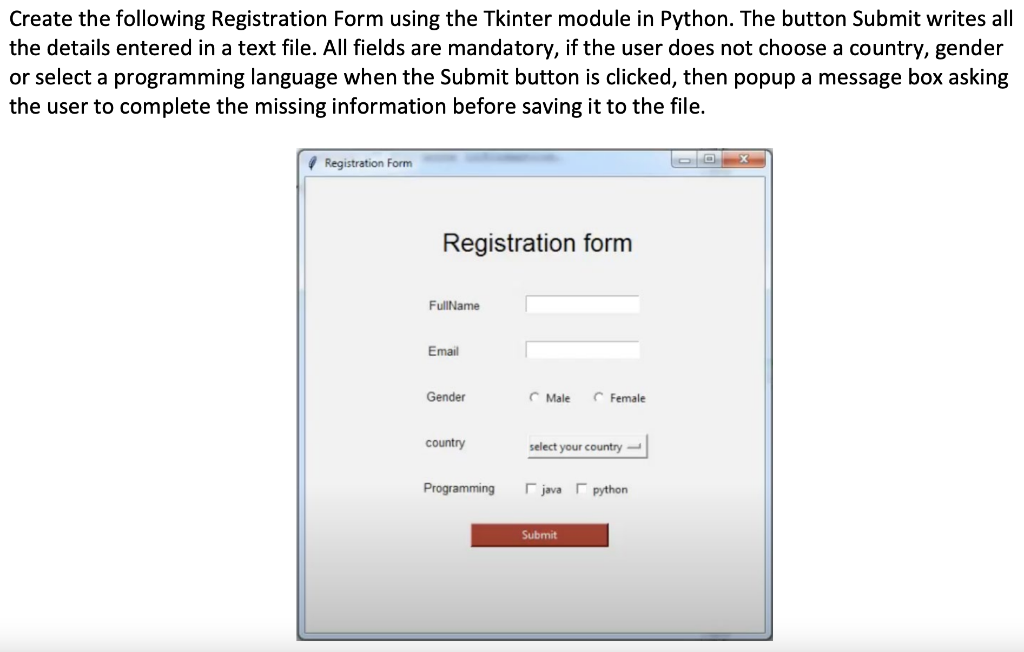 Solved Create the following Registration Form using the | Chegg.com