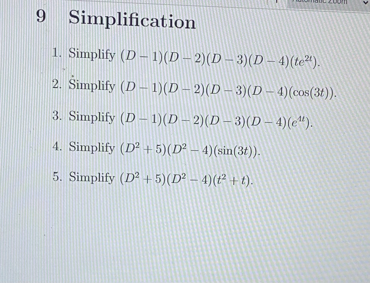 Solved Simplification 1. Simplify | Chegg.com