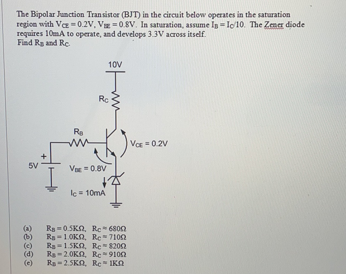 Solved The Bipolar Junction Transistor (BJT) in the circuit | Chegg.com