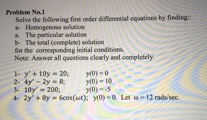 Solved Problem No.1 Solve the following first order | Chegg.com