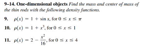 Solved Q#11 9-14. ﻿One-dimensional Objects Find The Mass | Chegg.com