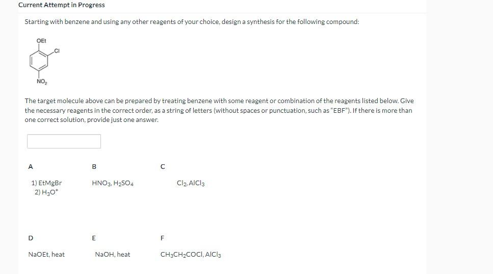 Solved Starting With Benzene And Using Any Other Reagents Of | Chegg.com