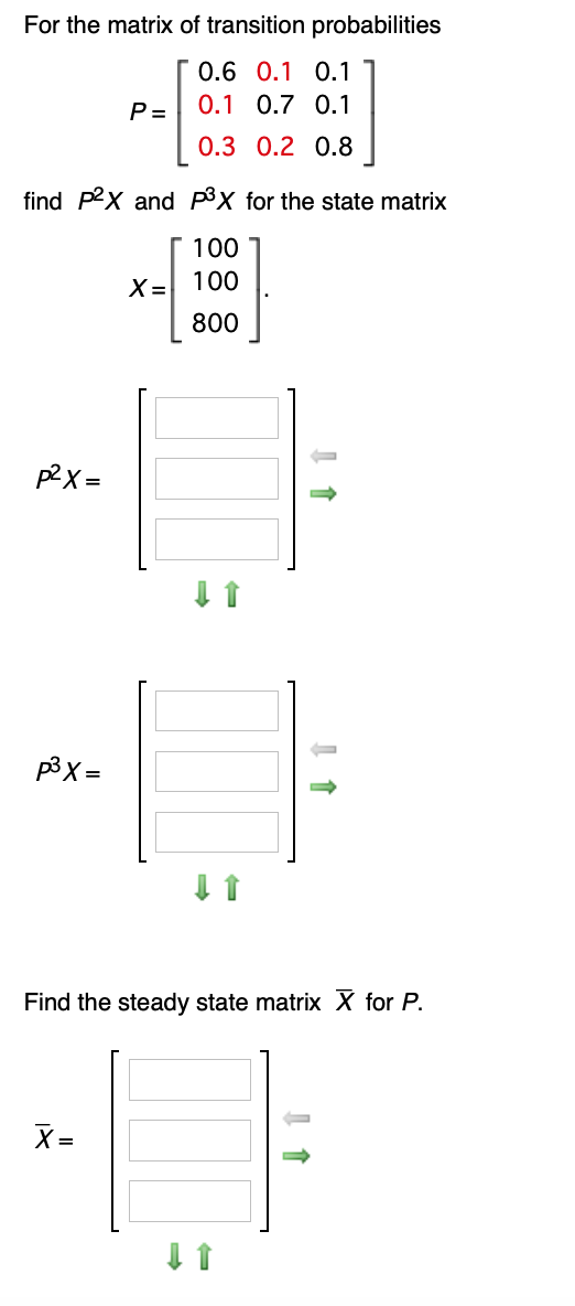 Solved For The Matrix Of Transition Probabilities 0 6 0 1 Chegg Com