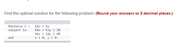 Solved Find the optimal solution for the following problem. | Chegg.com
