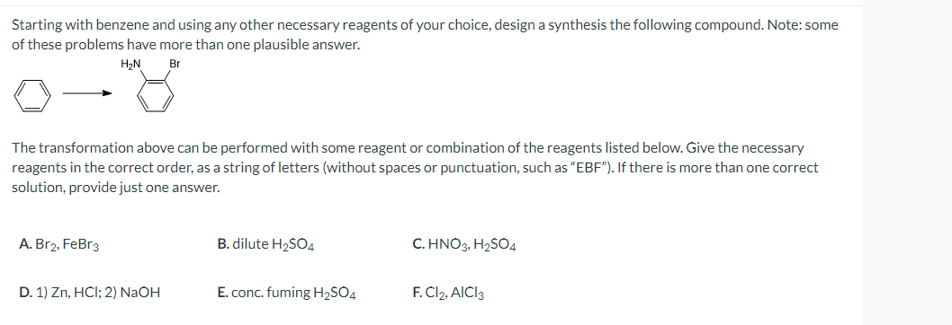 Solved Starting With Benzene And Using Any Other Necessary | Chegg.com