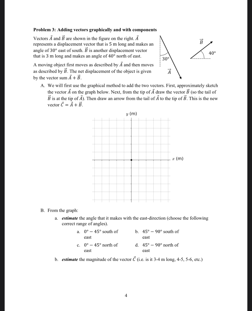 Solved problem 3 adding vectors graphically and with chegg