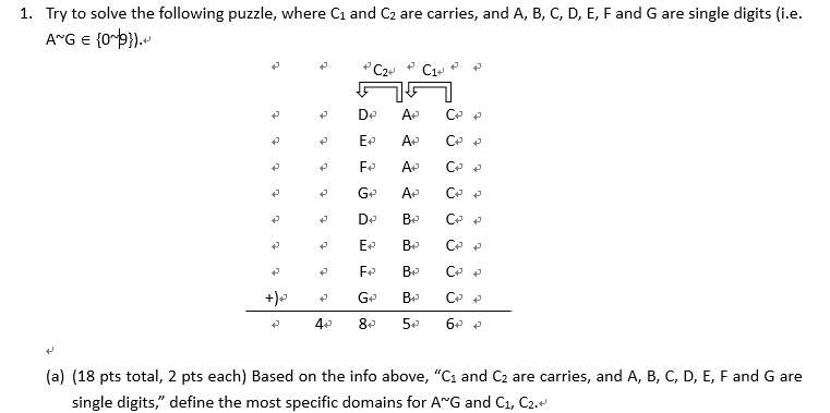 1. Try to solve the following puzzle, where C1 and C2 | Chegg.com