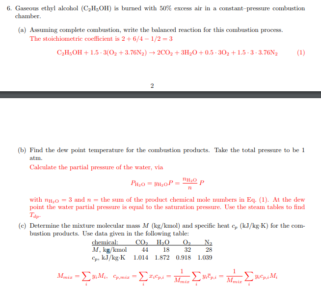 solved-6-gaseous-ethyl-alcohol-c2h5oh-is-burned-with-50-chegg