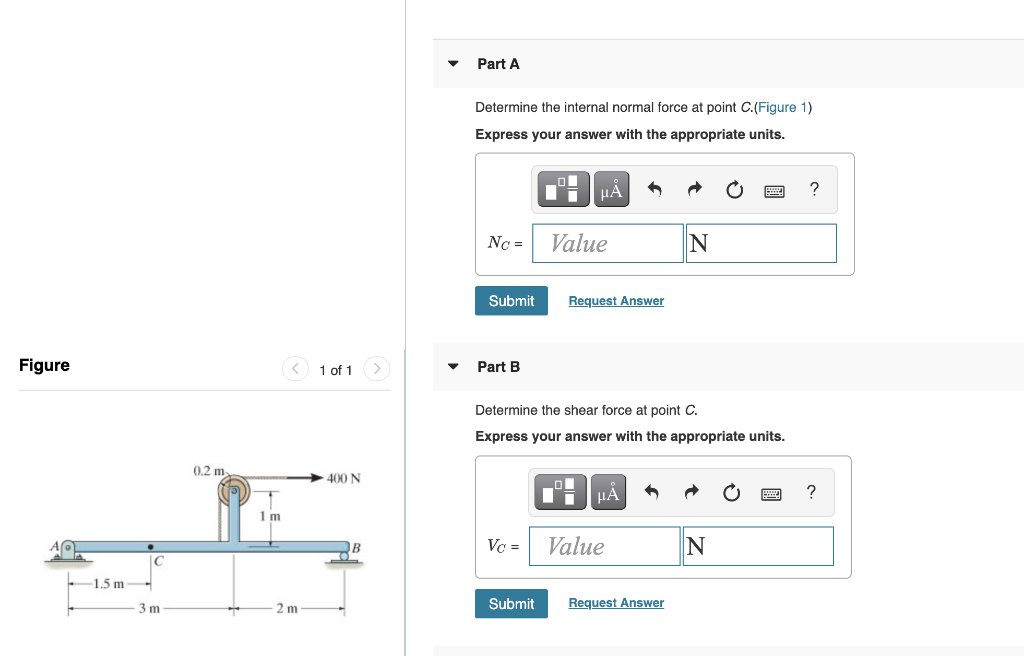 Solved Part A Determine the internal normal force at point | Chegg.com