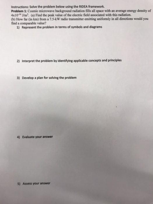 Solved Instructions: Solve the problem below using the RIDEA | Chegg.com