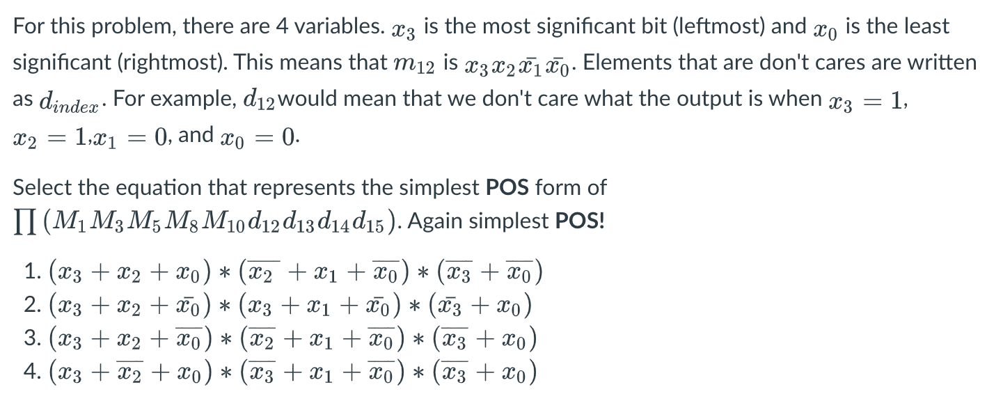 Solved For this problem, there are 4 variables. x3 is the | Chegg.com
