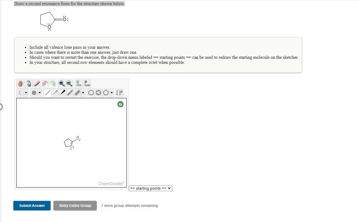 Solved Draw a second resonance form for the structure shown | Chegg.com