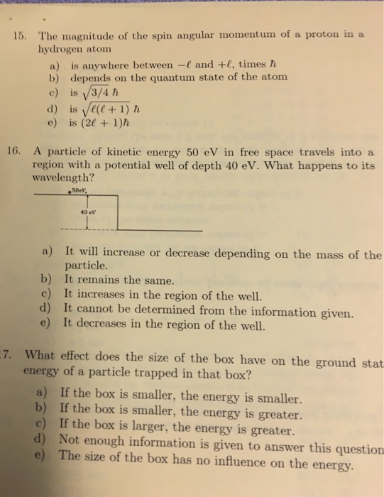 Solved 15. The magnitude of the spin angular momentum of a | Chegg.com