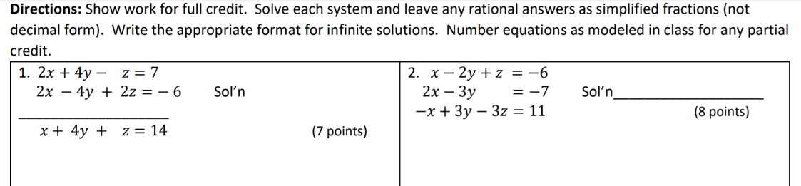 Solved Directions: Show work for full credit. Solve each | Chegg.com