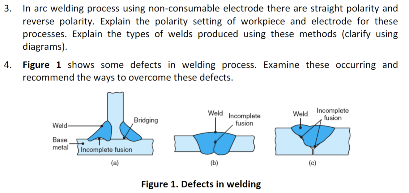 Solved 3. In arc welding process using nonconsumable