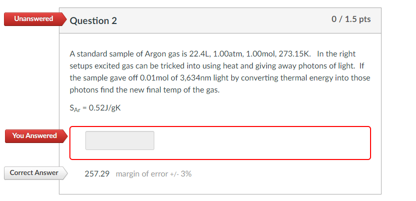 Solved A standard sample of Argon gas is 22.4 L,1.00 | Chegg.com