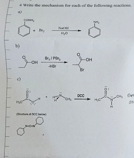 Solved 4 Write the mechanism for each of the following | Chegg.com