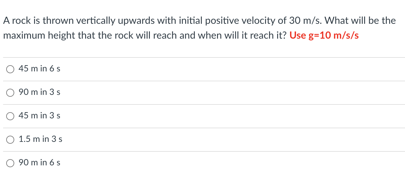Solved A rock is thrown vertically upwards with initial | Chegg.com