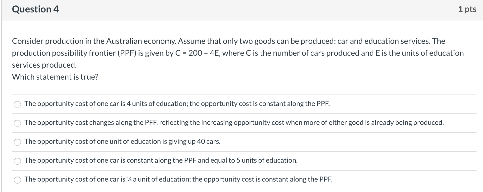 Solved Question 4 1 pts Consider production in the | Chegg.com