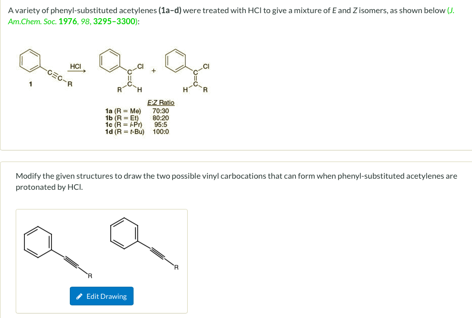 Solved A variety of phenyl-substituted acetylenes (1a-d) | Chegg.com