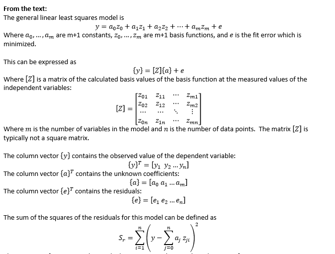 From the text: The general linear least squares model | Chegg.com