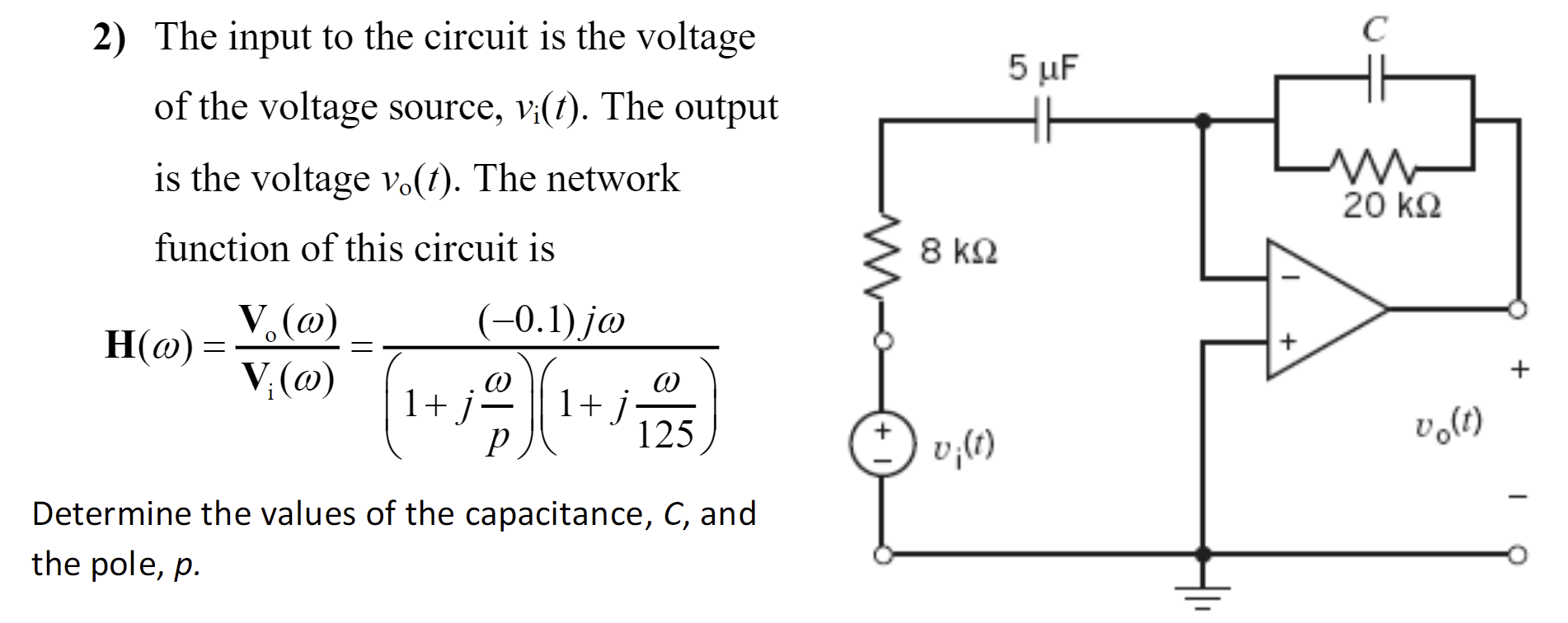 Solved 2) The input to the circuit is the voltage of the | Chegg.com