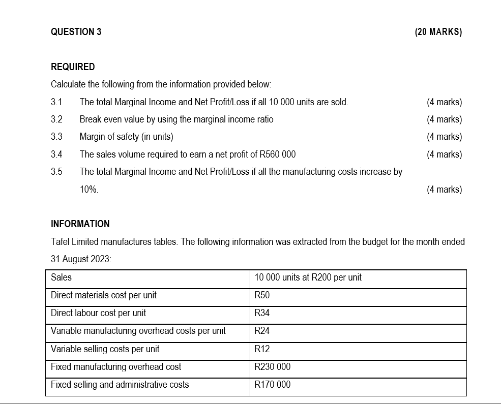 Solved REQUIRED Calculate The Following From The Information Chegg