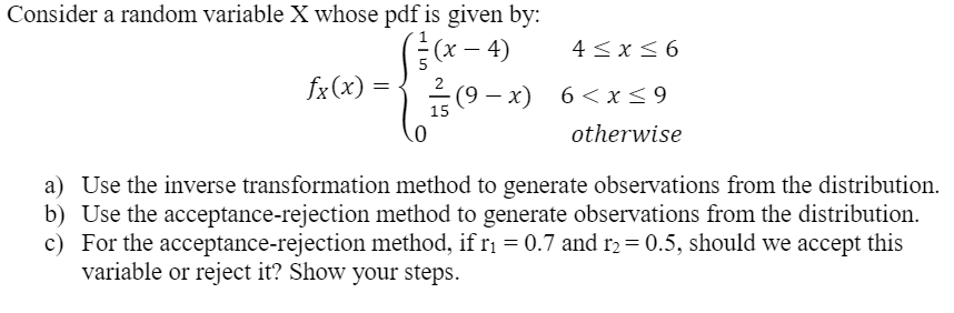 Consider a random variable X whose pdf is given by: f | Chegg.com