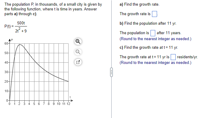 Solved The population P, in thousands, of a small city is | Chegg.com