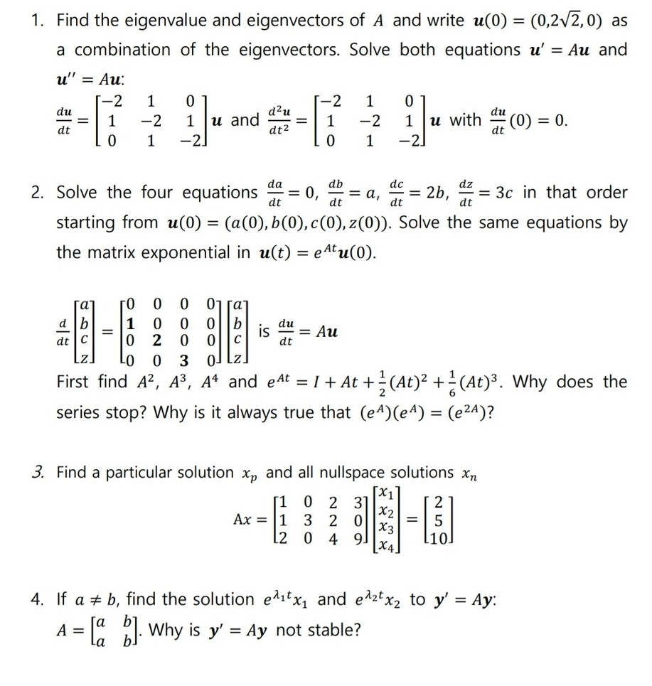 Solved 1. Find the eigenvalue and eigenvectors of A and | Chegg.com