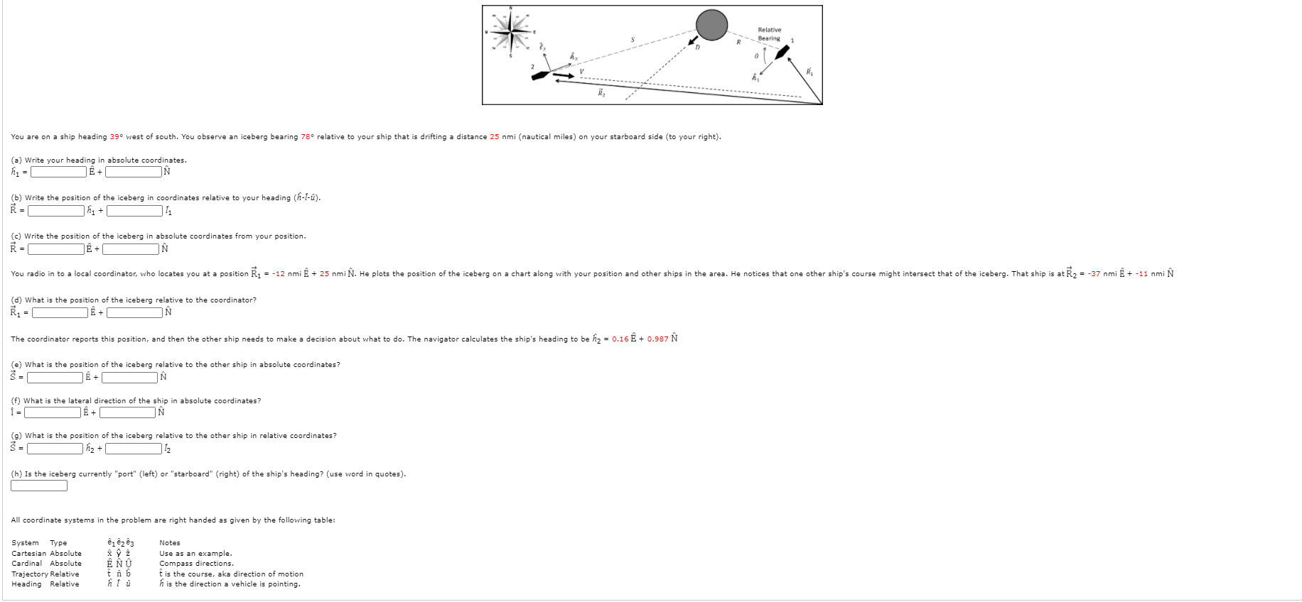 Relative Bearing R You Are On A Ship Heading 39 W Chegg Com