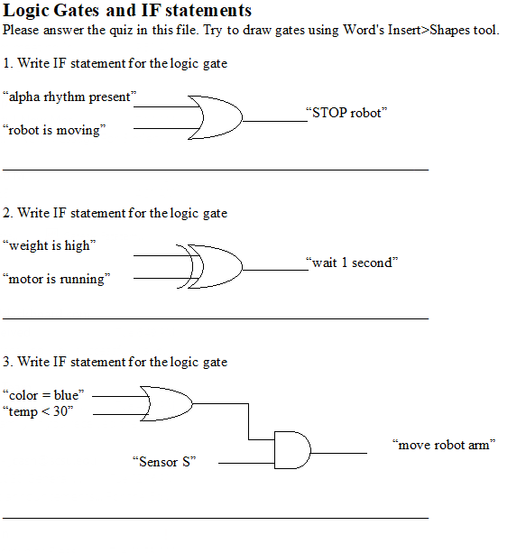 Solved Logic Gates and IF statements Please answer the quiz | Chegg.com