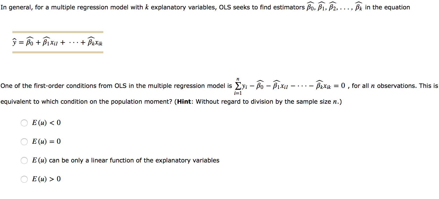 Solved In general, for a multiple regression model with k | Chegg.com