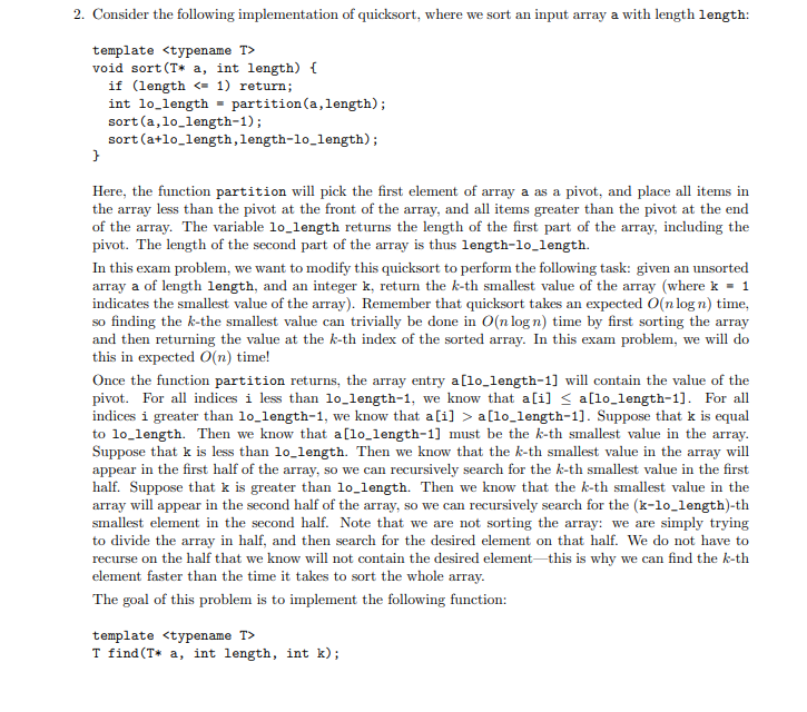 Solved 2. Consider the following implementation of | Chegg.com