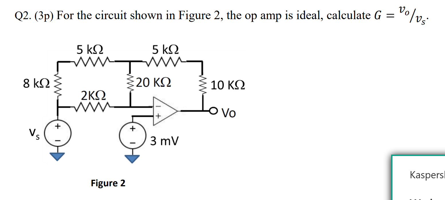 Solved Q2. (3p) For the circuit shown in Figure 2, the op | Chegg.com
