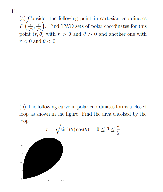 Solved 11. Р (a) Consider the following point in cartesian | Chegg.com