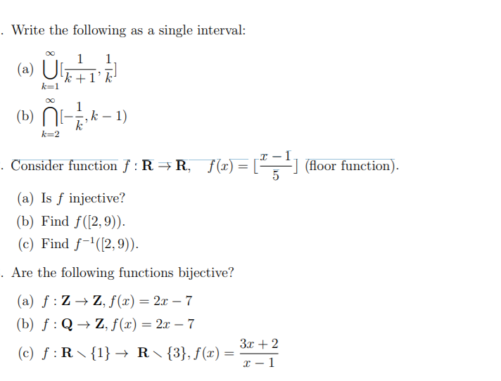 Solved . Write the following as a single interval: (a) | Chegg.com