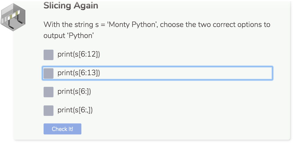 Solved Slicing Again With the string s= 'Monty Python', | Chegg.com