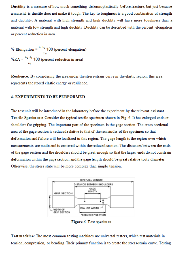 Solved TENSILE TEST 1. OBJECT The purpose of this experiment | Chegg.com