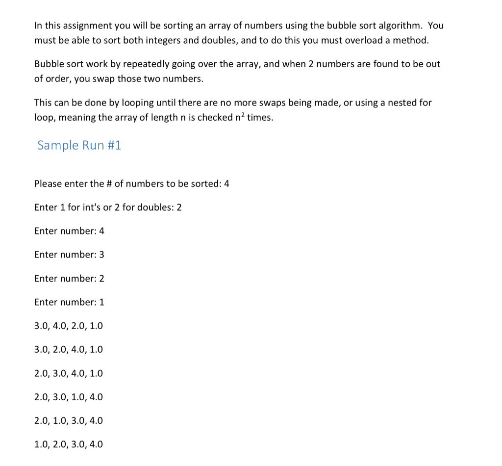 Solved In This Assignment You Will Be Sorting An Array Of | Chegg.com