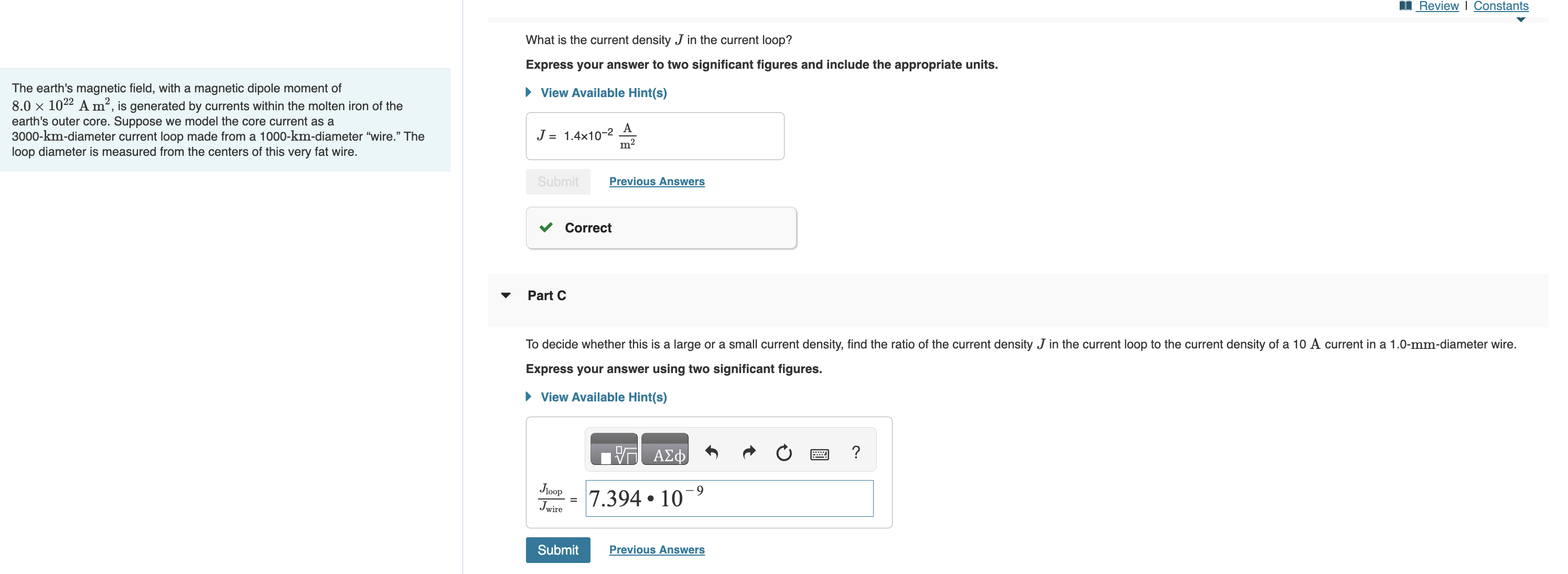 Solved What Is The Current Density J In The Current Loop? | Chegg.com