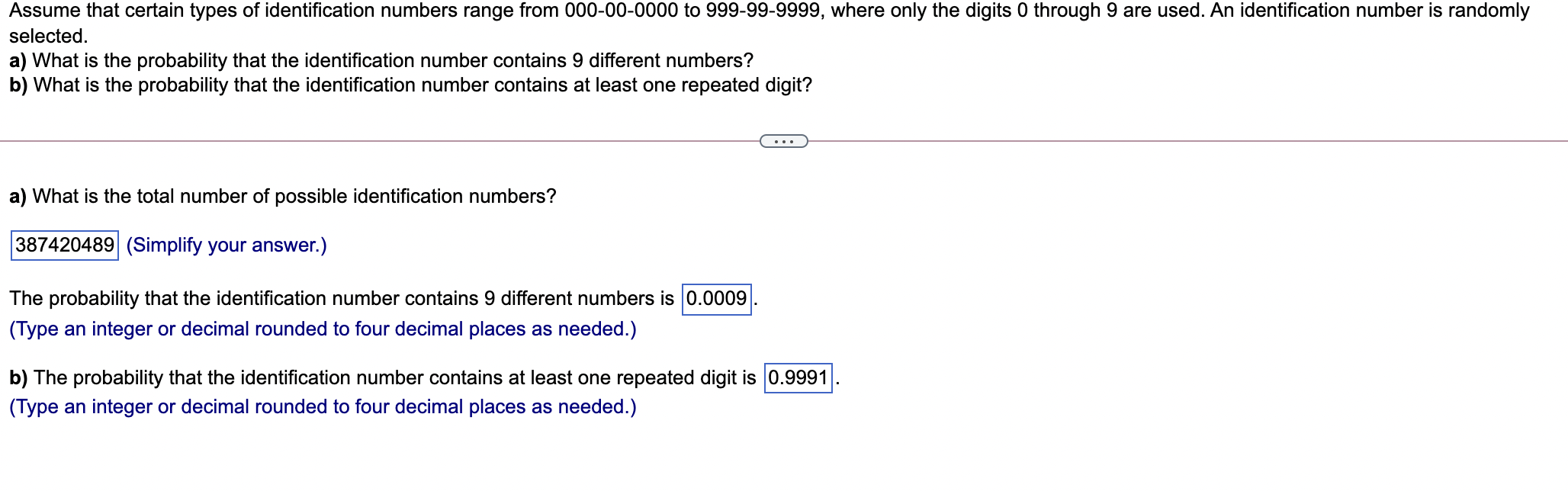 Solved Assume that certain types of identification numbers | Chegg.com