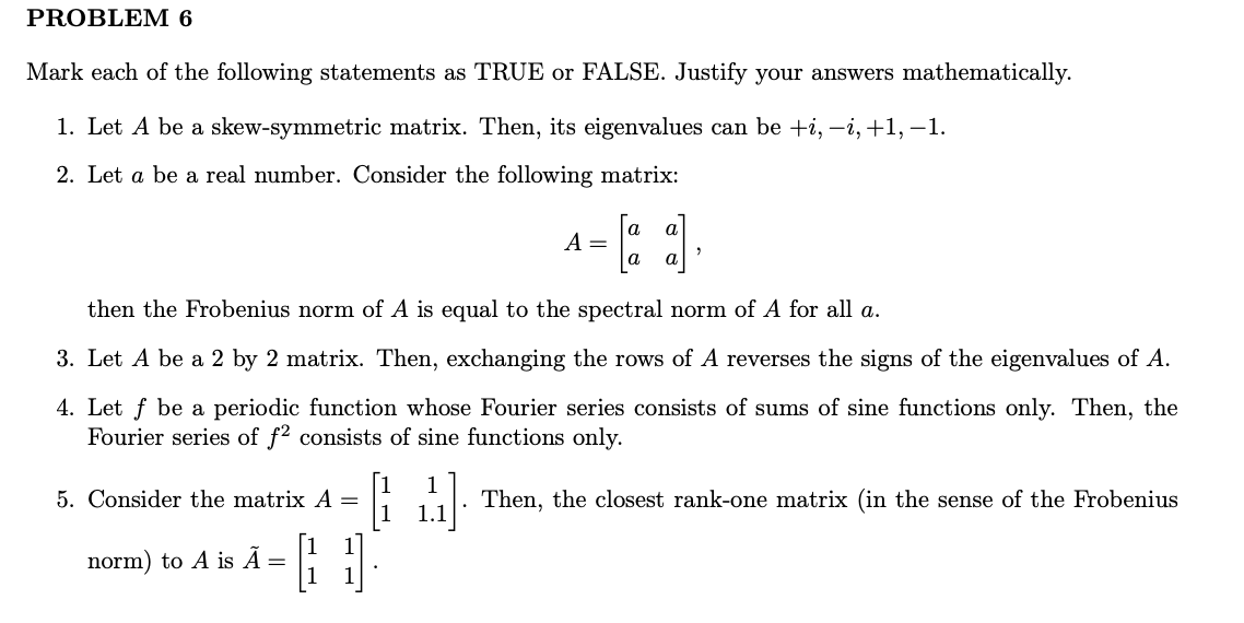 Solved Mark Each Of The Following Statements As True Or 5649